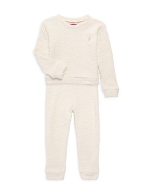 Комплект из двух предметов: свитшот и брюки букле для маленькой девочки, бежевый Juicy Couture