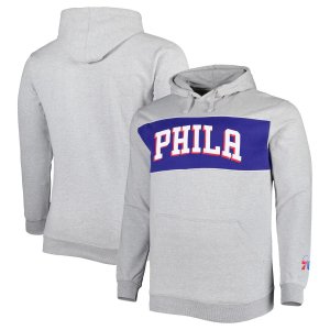 Мужской пуловер с капюшоном фирменной надписью Heather Grey Philadelphia 76ers Big & Tall Wordmark Fanatics