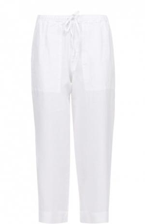 Укороченные брюки прямого кроя с эластичным поясом 120% Lino. Цвет: белый