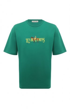Хлопковая футболка Les Benjamins. Цвет: зелёный