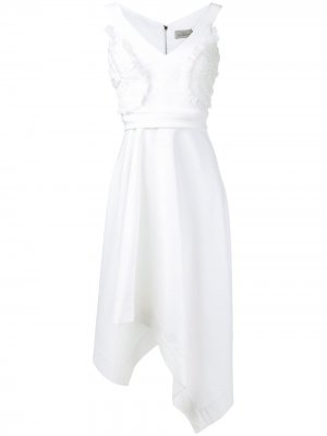 Асимметричное платье с аппликацией Preen By Thornton Bregazzi. Цвет: белый