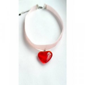 Чокер Бархатный сердце, длина 30 см, красный, розовый ( Verba ). Цвет: красный/розовый