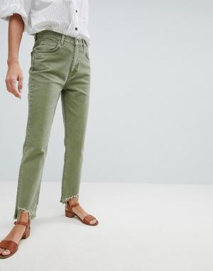 Узкие джинсы в винтажном стиле с необработанным краем Mih Jeans Mimi. Цвет: зеленый