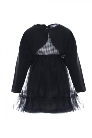 Платье из тюля для маленьких девочек с круглым вырезом и короткими рукавами, комплект 2 предметов болеро длинными рукавами LUGGİ BABY, черный Baby