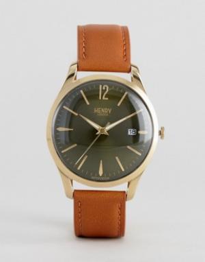 Часы со светло-коричневым кожаным ремешком Chiswick Henry London. Цвет: рыжий