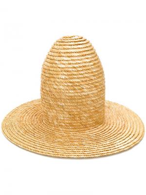 Высокая соломенная шляпа A.W.A.K.E. Mode. Цвет: бежевый
