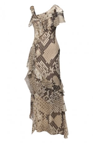 Шелковое платье Roberto Cavalli. Цвет: серый
