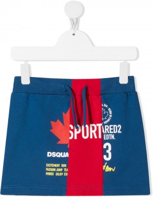 Трикотажная юбка с логотипом Dsquared2 Kids. Цвет: синий