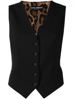 Жилет с леопардовым принтом Dolce & Gabbana. Цвет: черный