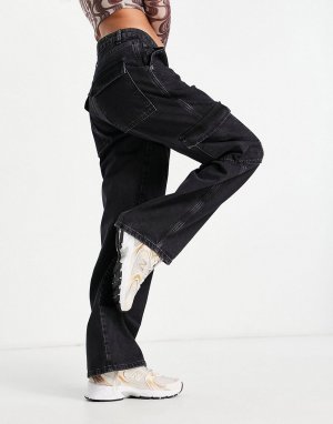 Черные выбеленные «мешковатые» джинсы бойфренда из смесового органического хлопка с заниженной талией -Черный цвет ASOS DESIGN