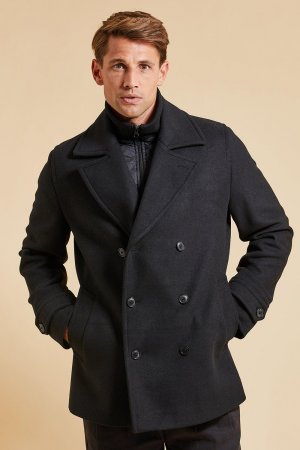 Двубортное пальто строгого кроя 'Saile' с имитацией слоя , черный Threadbare