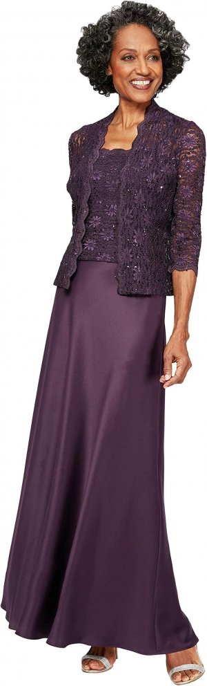 Длинное платье-жакет и атласная юбка , цвет Eggplant Alex Evenings
