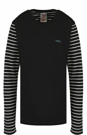Хлопковый лонгслив в круглым вырезом Yohji Yamamoto. Цвет: черный