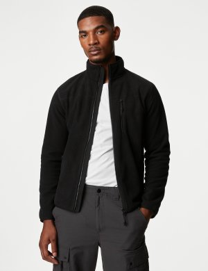 Куртка из переработанного флиса на молнии с воротником-воронкой , черный Marks & Spencer