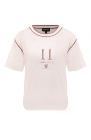 Хлопковая футболка Giorgio Armani. Цвет: кремовый