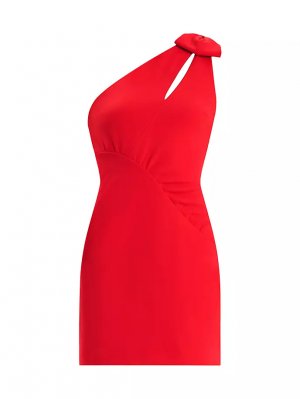 Мини-платье на одно плечо с бантом , цвет rouge Zac Posen