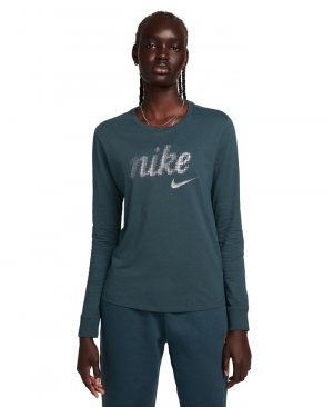 Женская спортивная одежда Essentials - топ с длинными рукавами , зеленый Nike