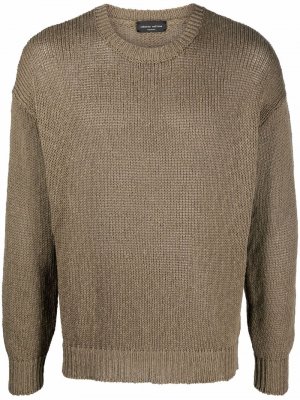 Cotton-linen blend knitted jumper Roberto Collina. Цвет: зеленый