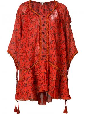 Пляжное платье с цветочным узором Poupette St Barth. Цвет: красный