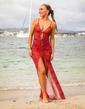 Пляжное летнее платье макси с абстрактным принтом X Miss Molly South Beach