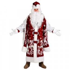 Карнавальный костюм Элит Классик Дед Мороз Царский с бородой Elite CLASSIC. Цвет: красный