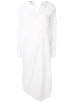 Платье-рубашка миди асимметричного кроя Enföld. Цвет: белый