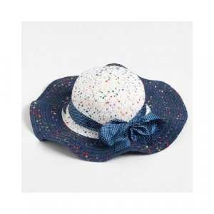 Летняя шляпа женская, цвет темно-синий ELFRIO. Цвет: синий/белый/темно-синий