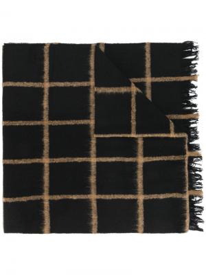 Frayed edges plaid scarf Dondup. Цвет: чёрный
