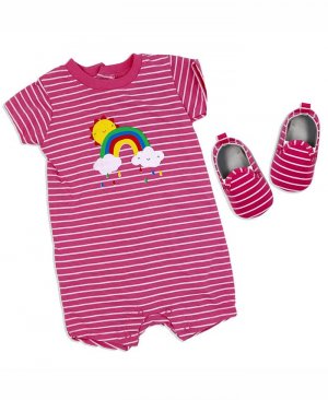 Радужный комбинезон и туфли с короткими рукавами для маленьких девочек, комплект из 2 предметов , мультиколор Lily & Jack