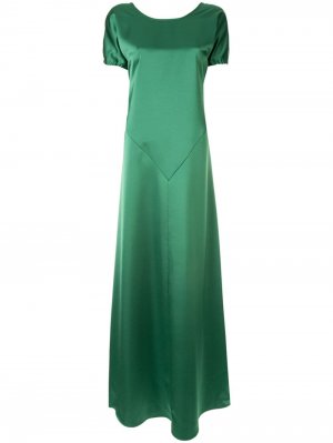 Атласное вечернее платье Cédric Charlier. Цвет: зеленый
