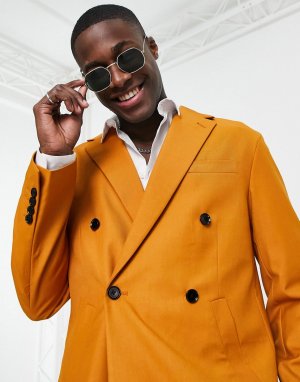 Свободный двубортный пиджак с заниженной линией плеч -Коричневый цвет Gianni Feraud