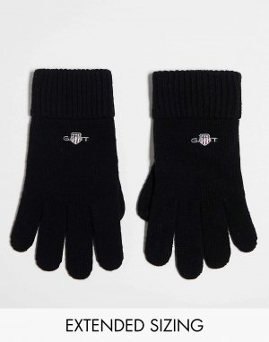 Чёрные перчатки GANT с логотипом