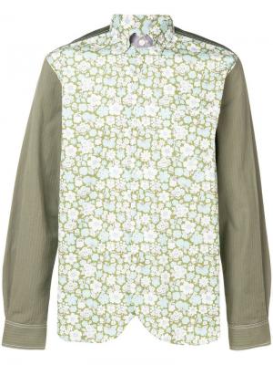 Рубашка-поло с цветочным принтом Junya Watanabe MAN. Цвет: зеленый