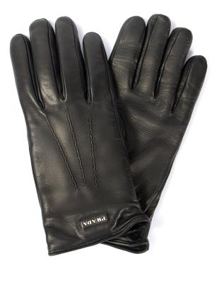 Кожаные перчатки PRADA. Цвет: черный