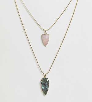 Ожерелье с розовым кварцем и лабрадоритом Aura Crystals by Calum Best-Серебряный CH
