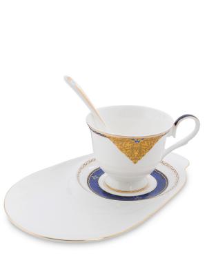 Чайная пара Золотой Палермо (Gold Palermo Pavone) Pavone. Цвет: белый, золотистый, синий