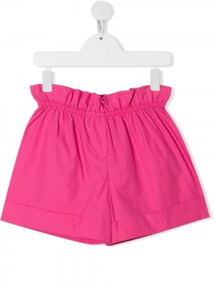 Присборенные шорты с вышитым логотипом Miss Blumarine. Цвет: розовый