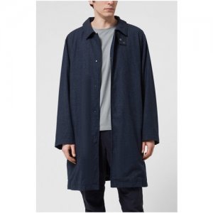 Пальто демисезонное, шерсть, средней длины, карманы, размер 52, синий NONNATIVE. Цвет: синий