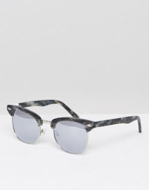 Солнцезащитные очки с оправой в стиле ретро и серебристыми блестящими Pala. Цвет: мульти