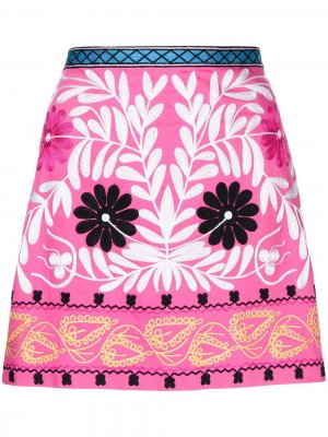 Мини-юбка с цветочной вышивкой Alexis. Цвет: розовый