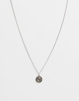 Серебристое ожерелье-цепочка с круглой подвеской со знаком рыб -Серебристый Icon Brand