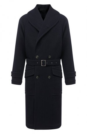 Шерстяное пальто Giorgio Armani. Цвет: синий