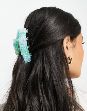 Разноцветная заколка-краб для волос с двойными зубцами из каучука -Зеленый цвет ASOS DESIGN
