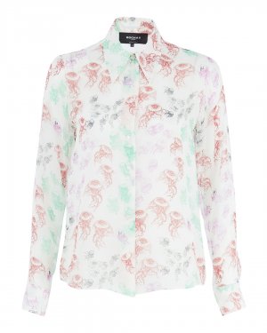 Шелковая блуза ROCHAS. Цвет: белый+принт
