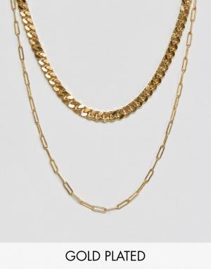 Позолоченное ожерелье в два ряда Gogo Philip. Цвет: золотой