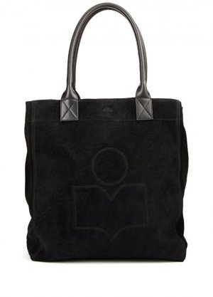 Женская кожаная сумка-шоппер yenky с логотипом черного цвета Isabel Marant