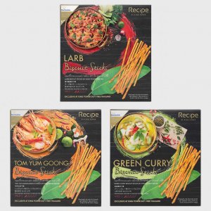 Рецепт Бисквитные палочки Larb & Tom Yum Goong Green Curry от King Powder 180 г x 3 шт - Thai Snack Recipe