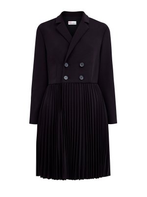 Однотонное платье-пиджак с плиссированной юбкой REDVALENTINO. Цвет: черный