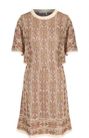 Вязаное мини-платье с круглым вырезом Chloé. Цвет: коричневый