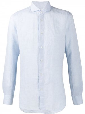 Рубашка узкого кроя с длинными рукавами LeQarant. Цвет: синий